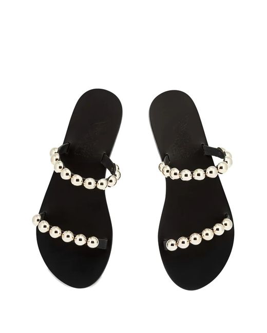 Ancient Greek Sandals White Lambri Leather Flat Sandals