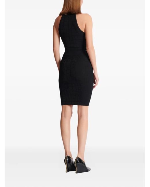 Balmain Black Halterneck Crocodile-Effect Top