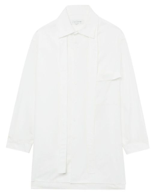 Yohji Yamamoto White Scarf-Detail Cotton Shirt for men