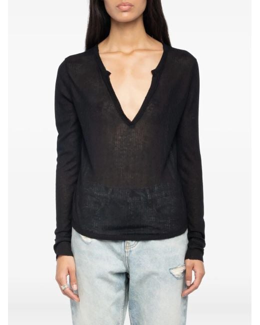 Zadig & Voltaire ロングスリーブ トップ Black