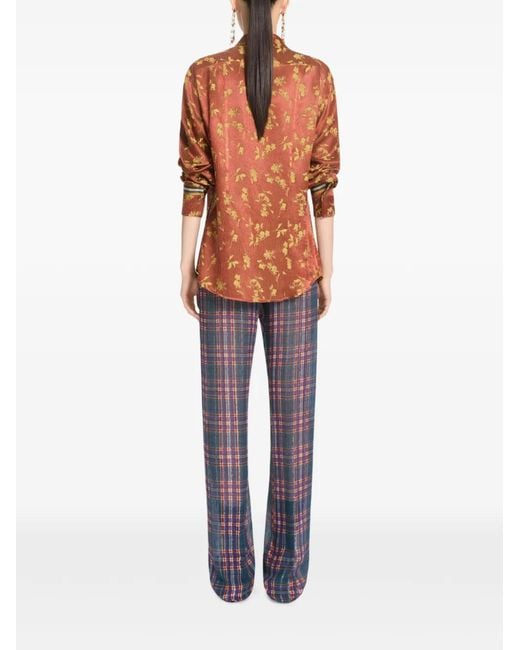 Dries Van Noten Blue Elasticated Lurex Pants