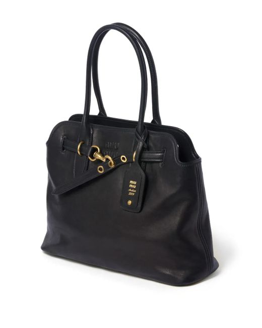 Miu Miu Black Aventure Medium Leather Handbag