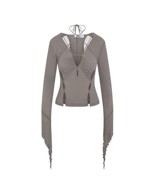 SRVC Studio Gray Cut-Out Ruched Top