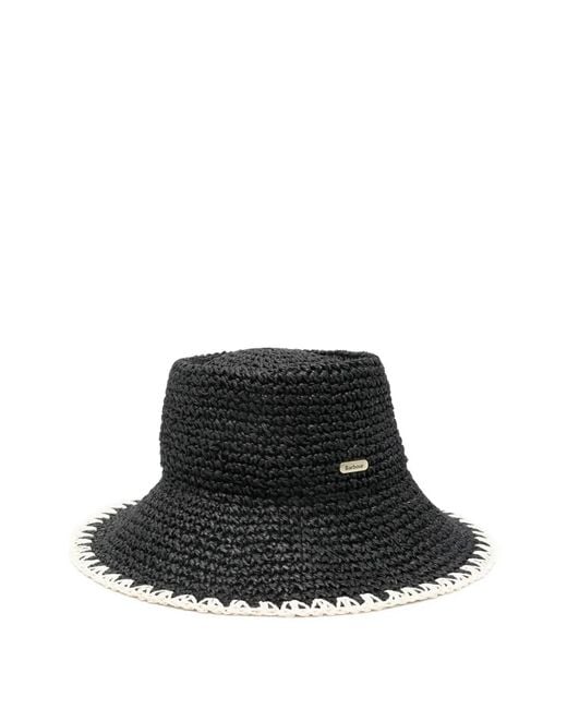 Barbour Black Camille Contrasting-Trim Fedora Hat