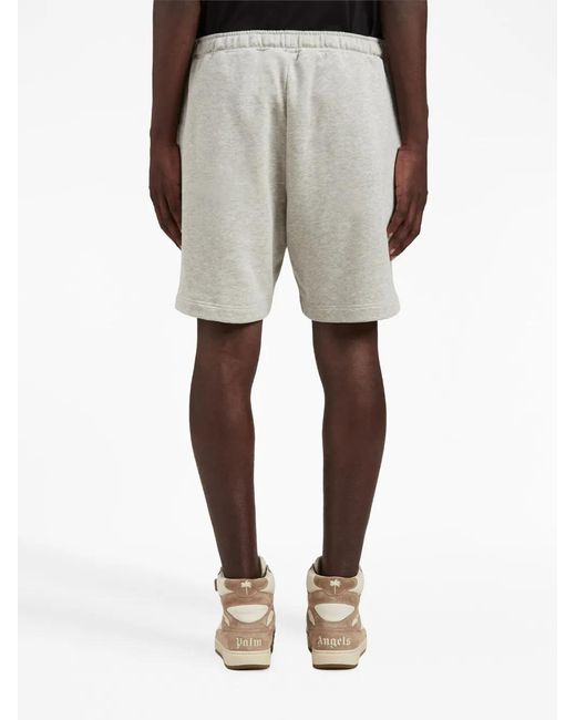 Palm Angels Gray Logo-embroidered Cotton Track Shorts - Men's - Cotton for men