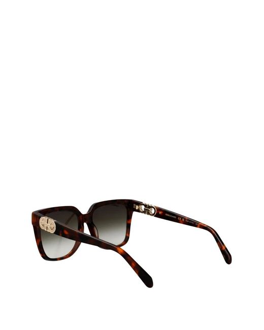 Ferragamo Eyewear Black Lunettes De Soleil Gancini À Monture Carrée