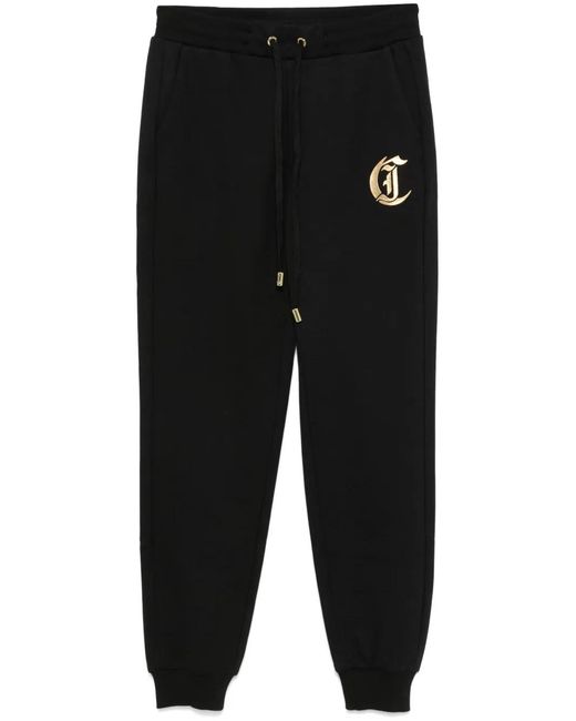 Just Cavalli Black Logo-Print Sweatpants