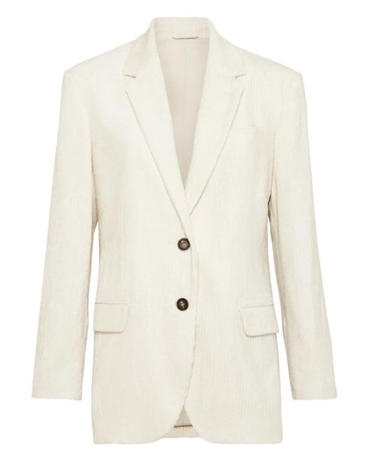 Blazer A Coste di Brunello Cucinelli in White
