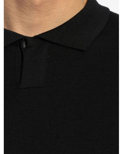 Giorgio Armani Black Fine-Knit Polo Shirt for men