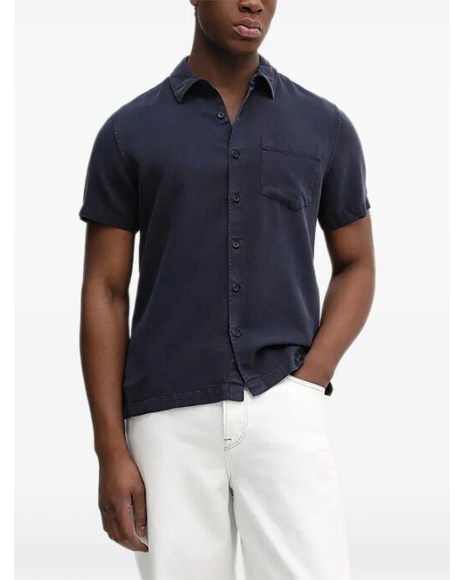 Guess Blue Button Patch Pocket Shirt for men