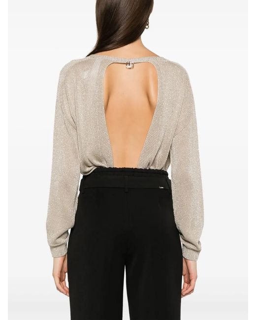 Liu Jo Black Layered-Effect Straight-Leg Trousers