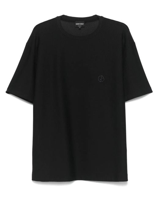 メンズ Giorgio Armani テクスチャード Tシャツ Black