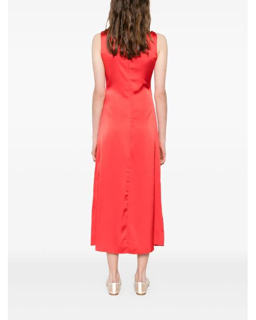 Sandro Red Midikleid Aus Satin