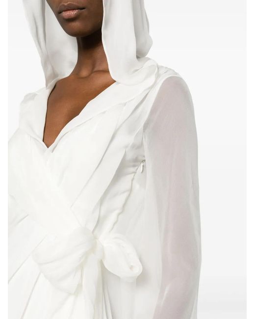 Alberta Ferretti White Wrap-Design V-Neck Dress