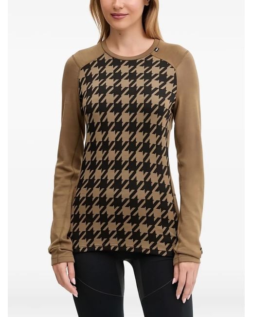 Helly Hansen Brown Lifa Houndstooth-Pattern Base Layer
