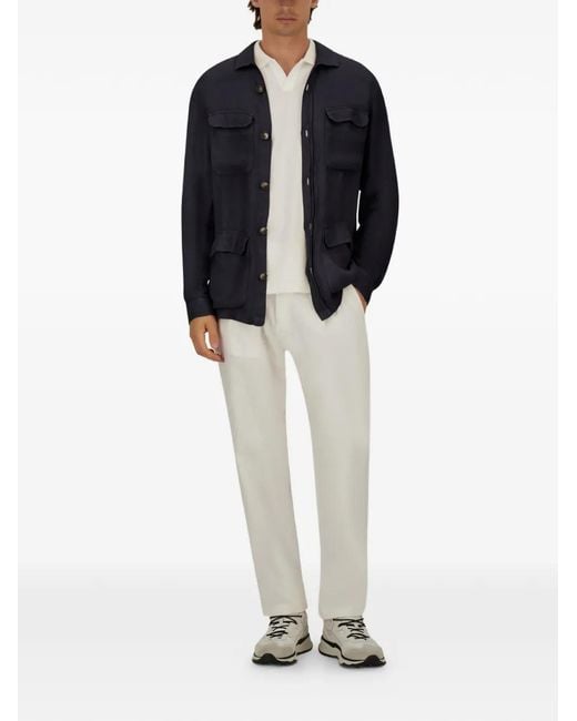 Herno Blue Linen Field Jacket for men