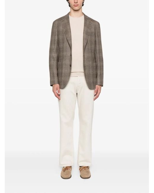 Canali Brown Checked Wool Blazer for men