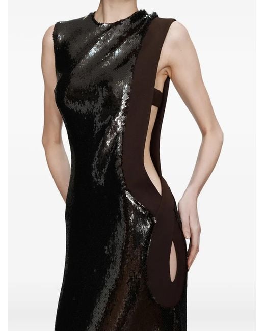 Christopher Esber Opaline Sequin Cutaway Dress in Black