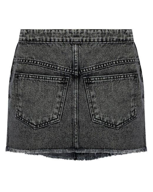 The Mannei Gray Logo-patch Denim Skirt