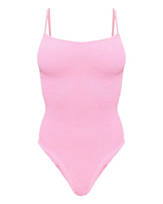 Hunza G Pink Pamela Crinkle Swimsuit