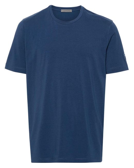 Corneliani Blue Logo-patch Cotton T-shirt for men