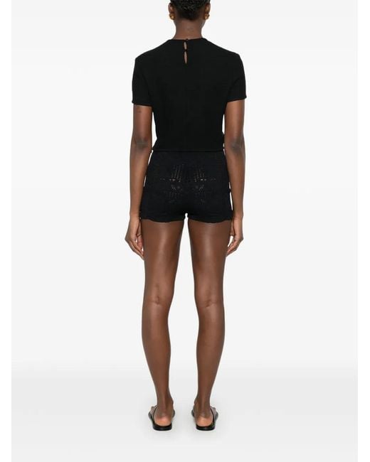 Nanushka Black Mariel Ruched-Front Crop Top