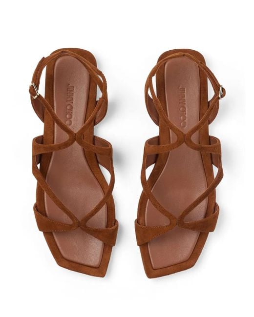 Jimmy Choo Brown Ayla Flat Suede Leather Sandals