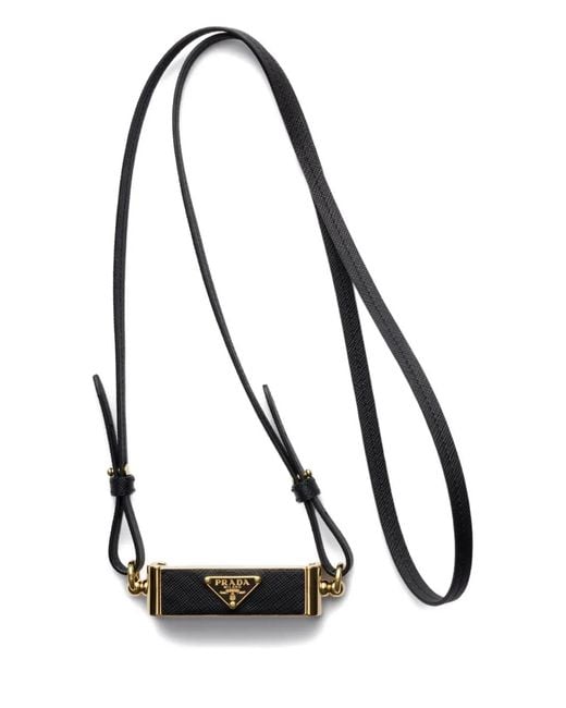 Prada Black Triangle-Logo Leather Smartphone Case