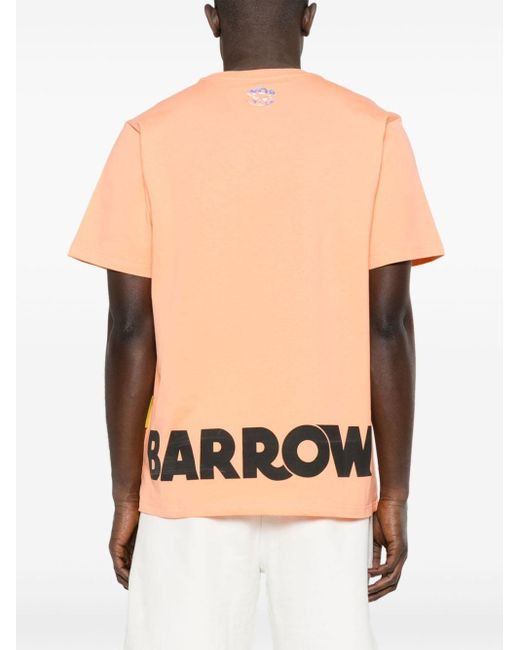 Barrow Orange Logo-stamp Cotton T-shirt