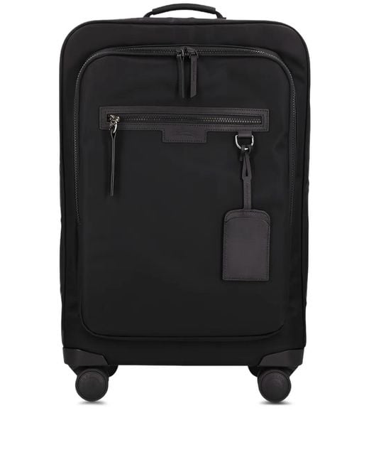 Longchamp Black Leather-Trimmed Wheeled Trolley for men