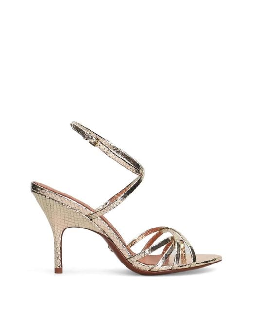 Lola Cruz Metallic Raquelle Snakeskin-Effect Strappy Sandals