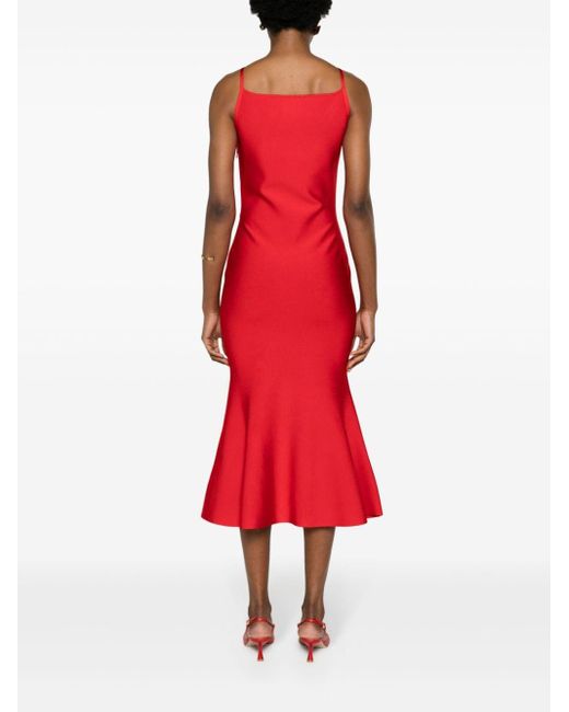 Alexander McQueen Midi-jurk Met Vierkante Hals in het Red
