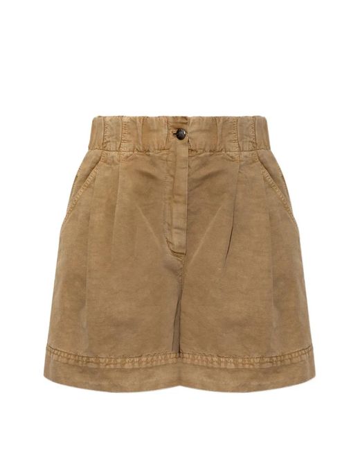 Moncler Natural Short Plissé À Patch Logo