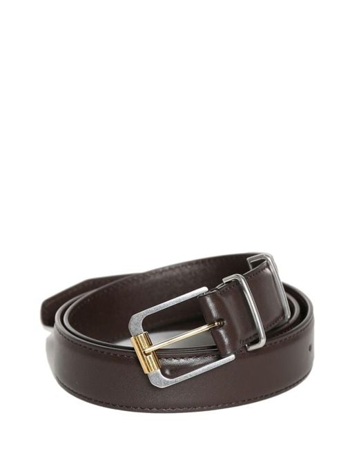 Logo-stamp leather belt di The Row in Brown