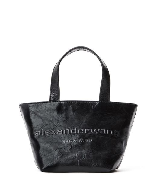 Alexander Wang Black Mini Punch Logo-embossed Leather Tote Bag