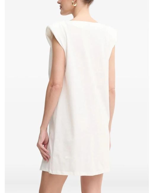 Pinko White Padded-Shoulder Dress