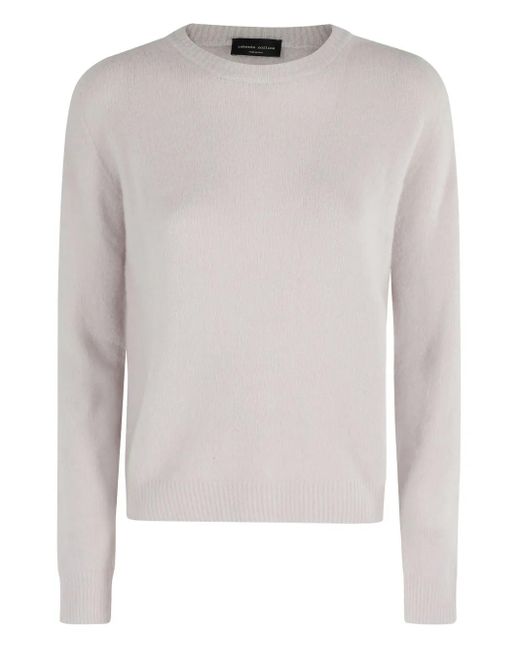 Roberto Collina White Round-Neck Cashmere-Silk Blend Sweater