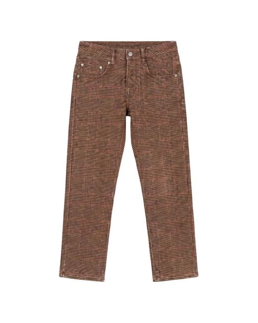 R13 Brown Boy Straight-Fit Check Trousers