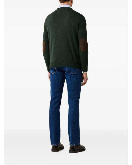 Hackett Green Patch-Detail Crew-Neck Knit for men
