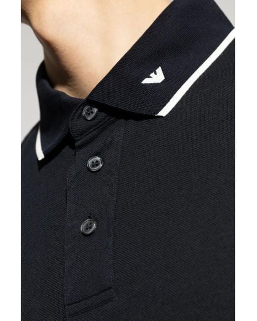 Emporio Armani Black Logo Cotton Polo Shirt for men