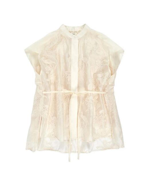 Psophia White Floral-Embroidered Blouse