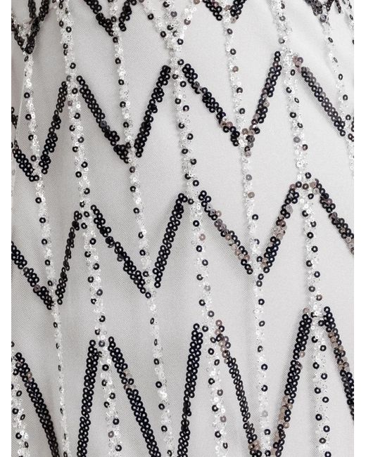Gemy Maalouf White Sequin-Embellished V-Neck Dress