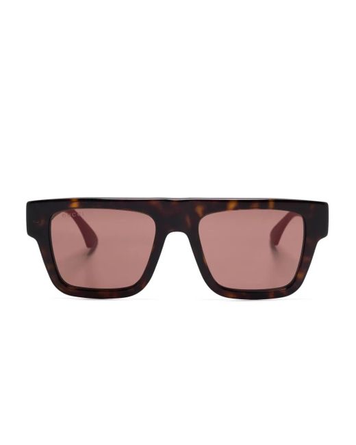 メンズ Gucci スクエアフレーム サングラス Brown