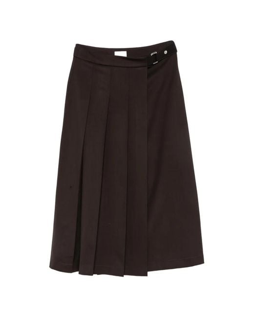 P.A.R.O.S.H. Black Pleated Wrap Midi Skirt