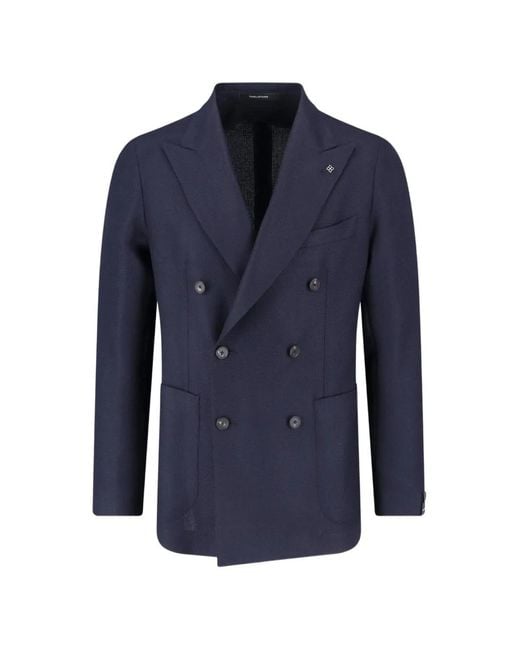 Tagliatore Blue Double-Breasted Wool Jacket for men