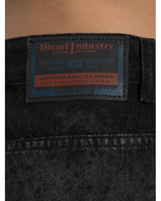 DIESEL Black Denim Mini Skirt With Side Pockets And Frayed Hem