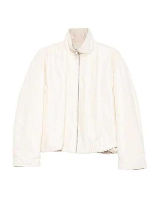 Arma White Zip-Front Quilted Jacket