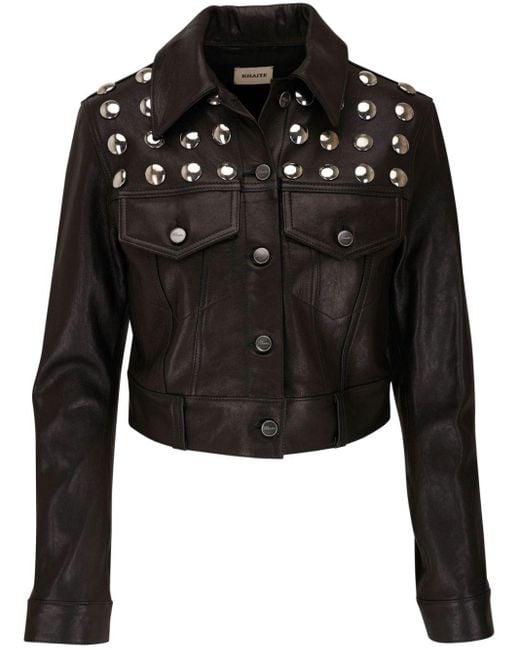 Khaite Black Eyelet-detailed Leather Jacket
