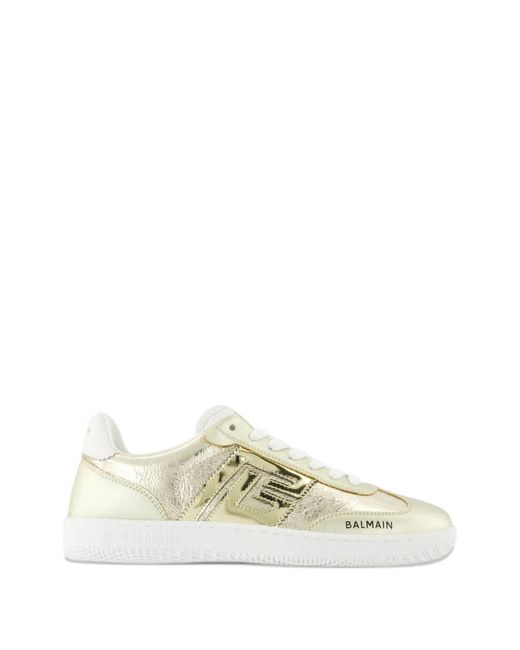Balmain White Almond-Toe Swan Sneakers