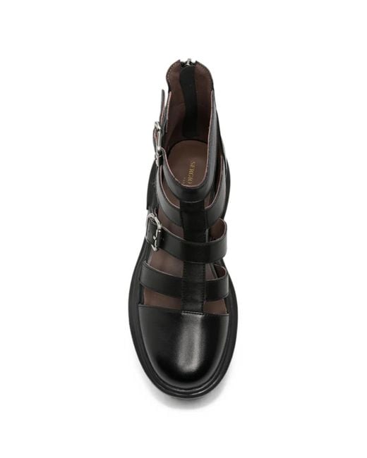SERGIO MORETTI FIRENZE Black Buckle-Fastening Caged Sandals